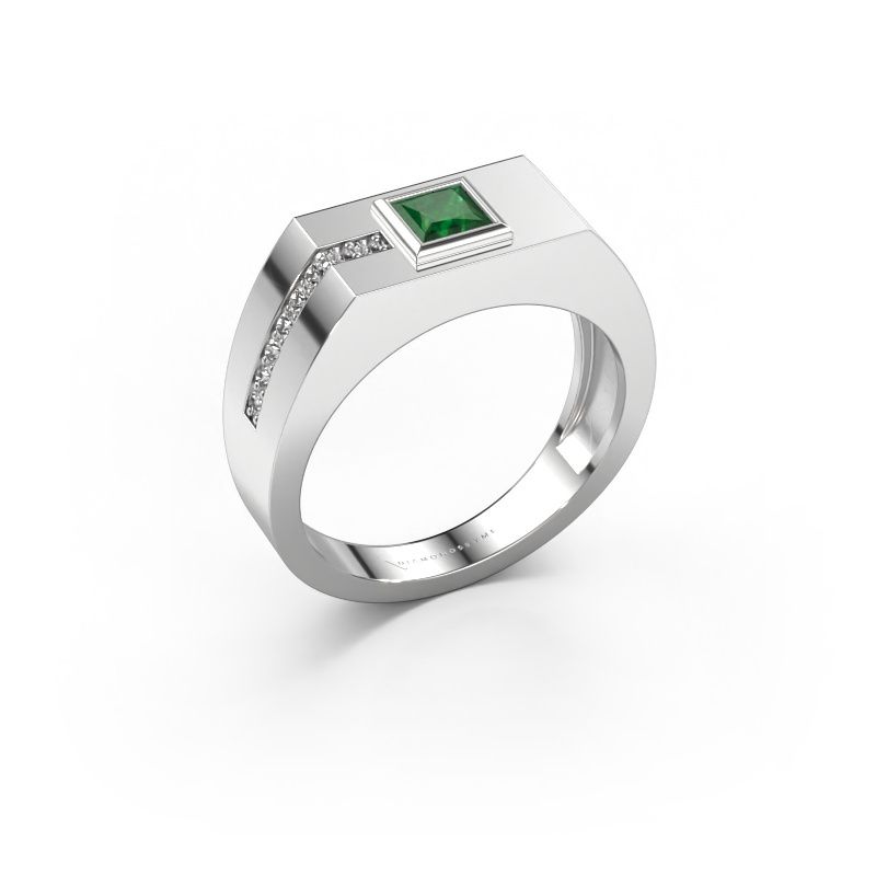 Men's ring Robertus 1 950 platinum emerald 4 mm