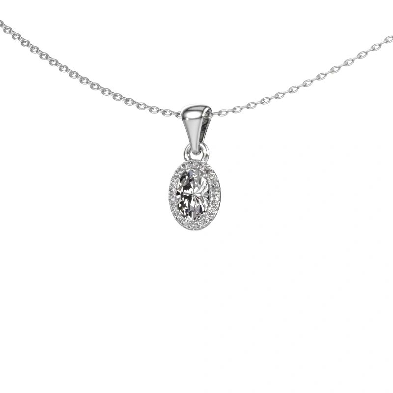 Pendant Seline ovl 585 white gold diamond 0.49 crt
