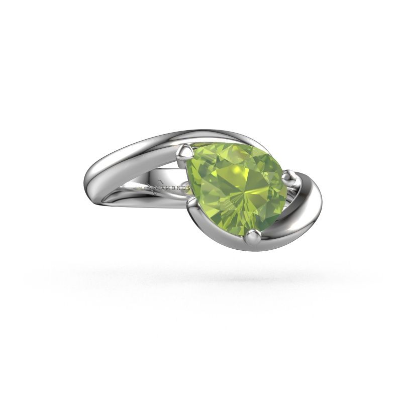 Engagement ring Aida PER 585 white gold peridot 9x7 mm
