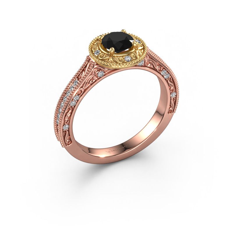 Engagement ring Alice RND 585 rose gold black diamond 0.78 crt