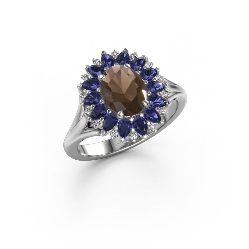 Bague de fiançailles Lidia 950 platine quartz fumé 8x6 mm