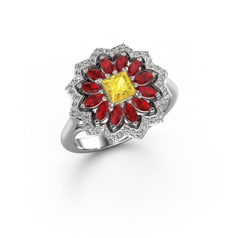 Engagement ring Franka 950 platinum yellow sapphire 4 mm