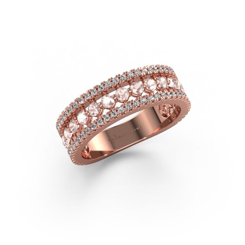Bague Elizbeth 1 585 or rose champagne morganite 2 mm