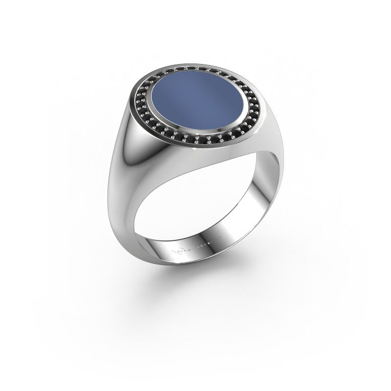 Signet ring Adam 2 585 white gold blue sardonyx 12x10 mm