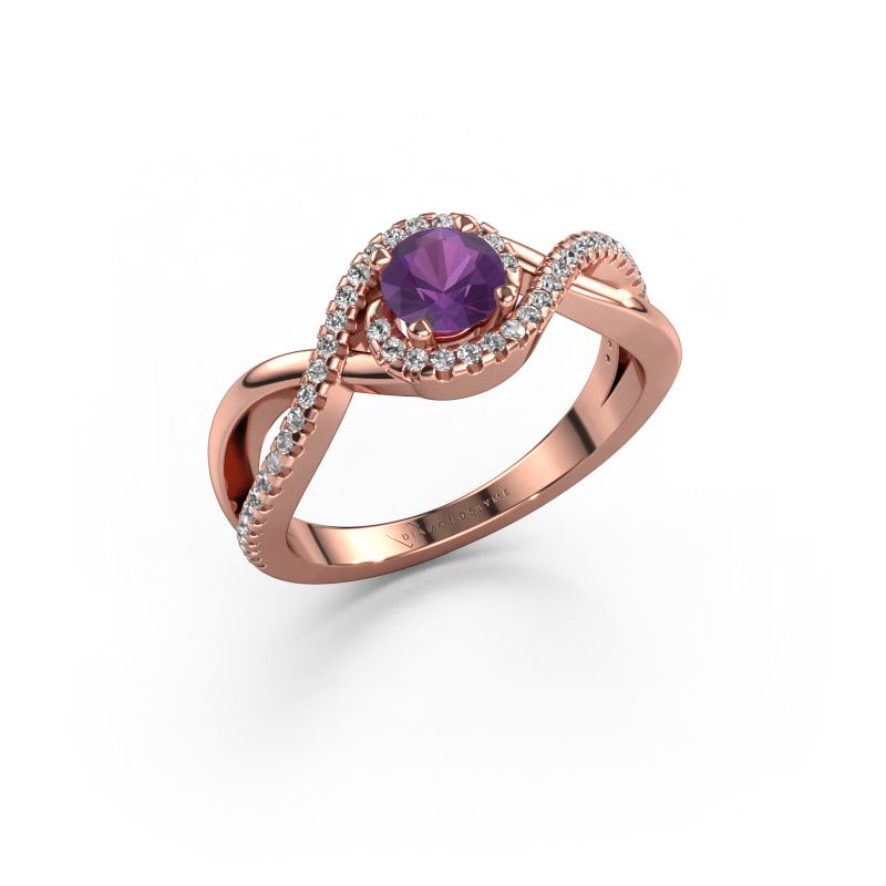 Verlovingsring Melody 585 rosé goud amethist 5 mm