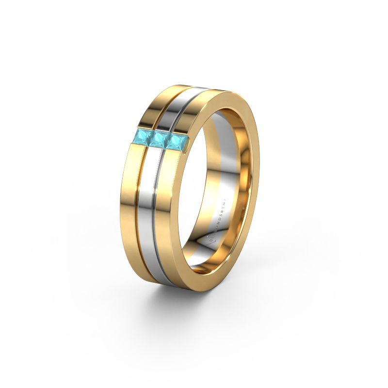 Trouwring WH0428L16BP 585 goud blauw topaas ±6x2 mm