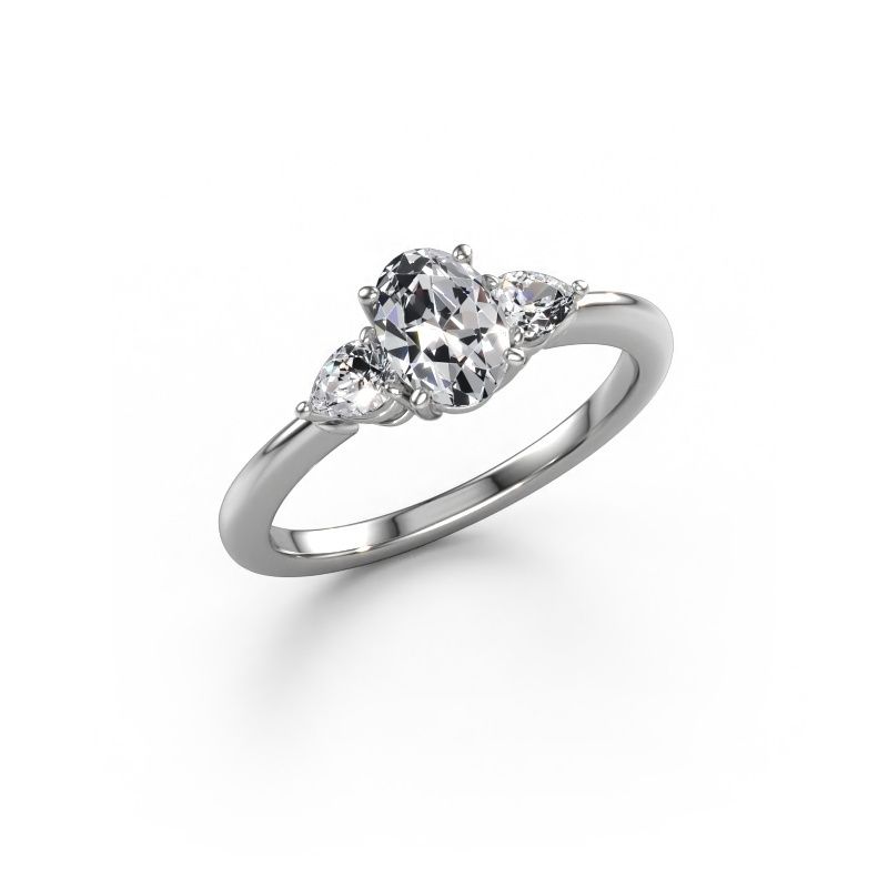 Engagement ring Chanou OVL 585 white gold diamond 1.120 crt