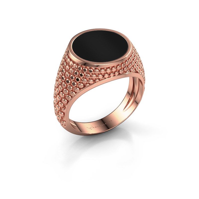 Signet ring Zachary 2 585 rose gold onyx 12 mm