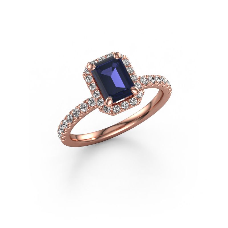 Verlobungsring Miranda EME 585 Roségold Saphir 7x5 mm