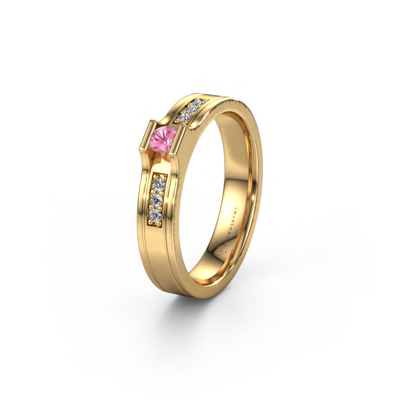 Trouwring WH2110L14A 585 goud roze saffier ±4x1.7 mm