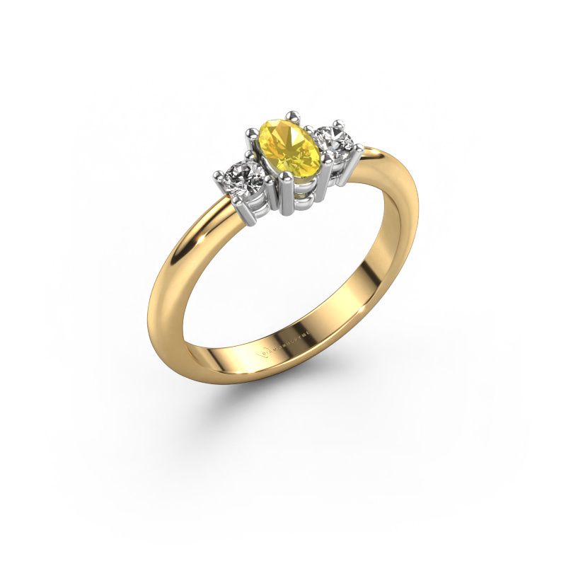 Verlobungsring Karie 585 Gold Gelb Saphir 5x3 mm