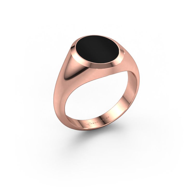 Signet ring Herman 2 585 rose gold onyx 12x10 mm