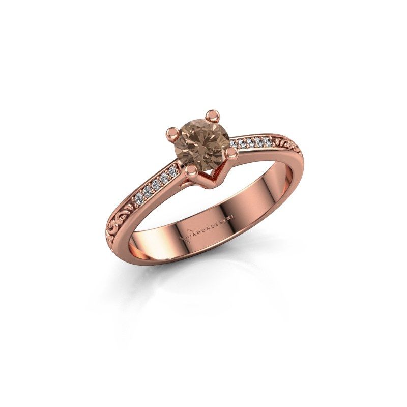 Afbeelding van Verlovingsring Mei 585 rosé goud bruine diamant 0.449 crt