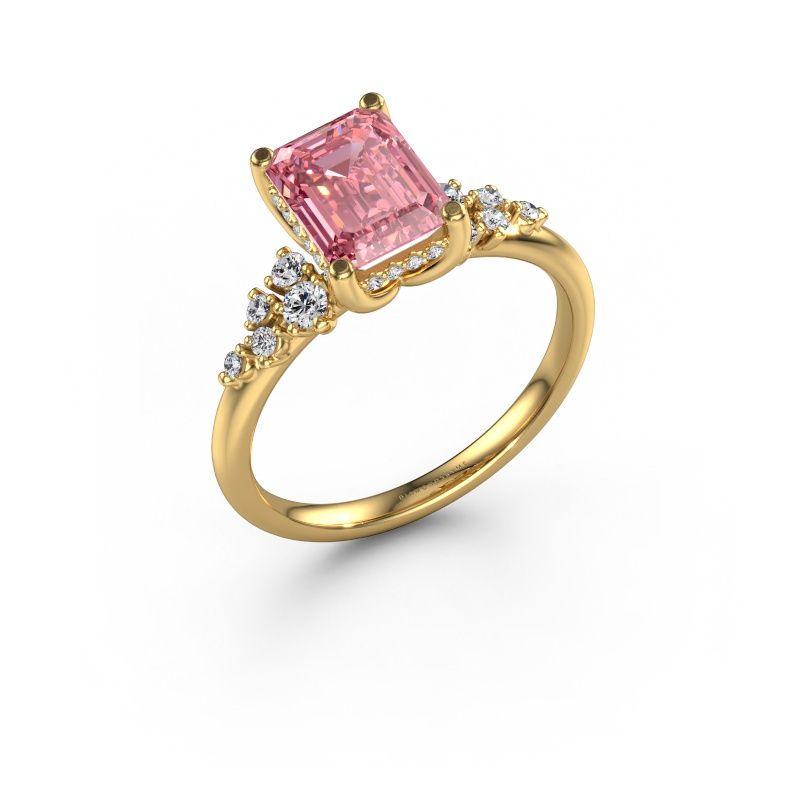 Engagement ring Emma EME 585 gold pink lab grown diamond 8x6 mm