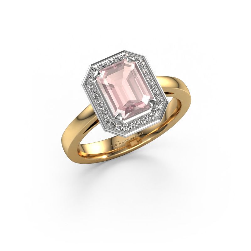 Engagement ring Dodie 1 eme 585 gold morganite champagne 8x6 mm