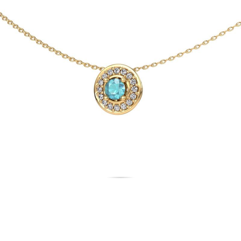 Pendant Agaat 585 gold blue topaz 4 mm