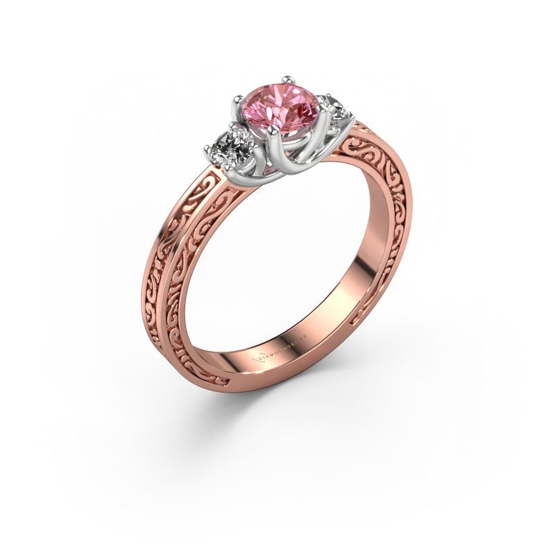Engagement ring Betty 1 585 rose gold pink lab grown diamond 5 mm