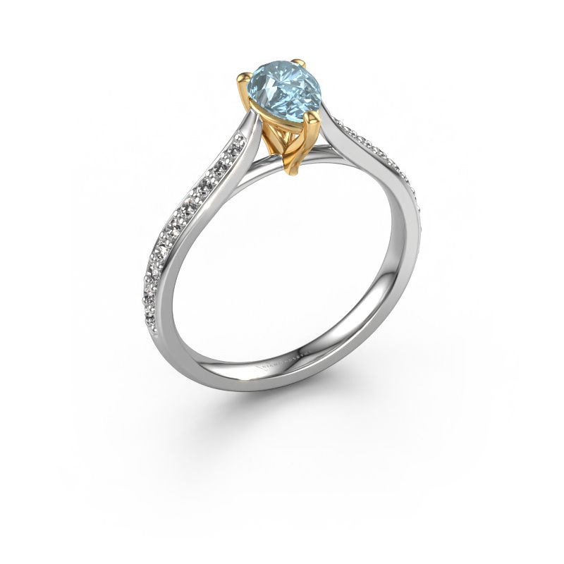 Engagement ring Mignon per 2 585 white gold blue lab grown diamond 6.5x4.5 mm