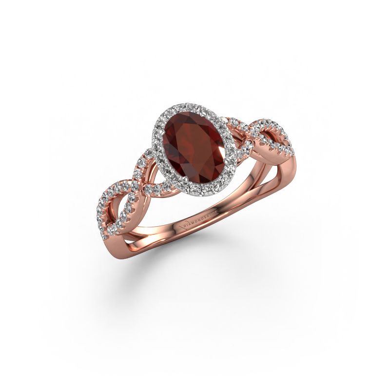 Verlobungsring Dionne ovl 585 Roségold Granat 7x5 mm