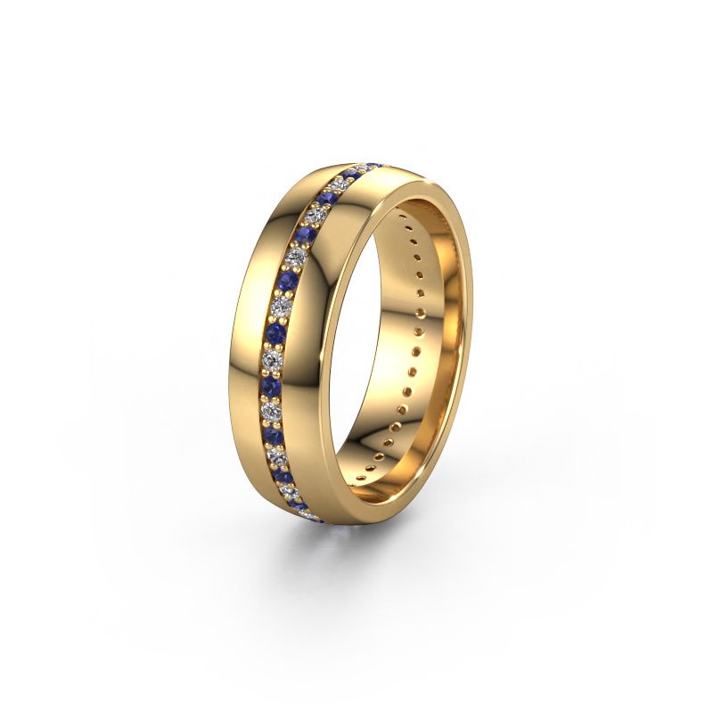 Weddings ring WH0103L26BP 585 gold sapphire 1.3 mm ±6x2 mm