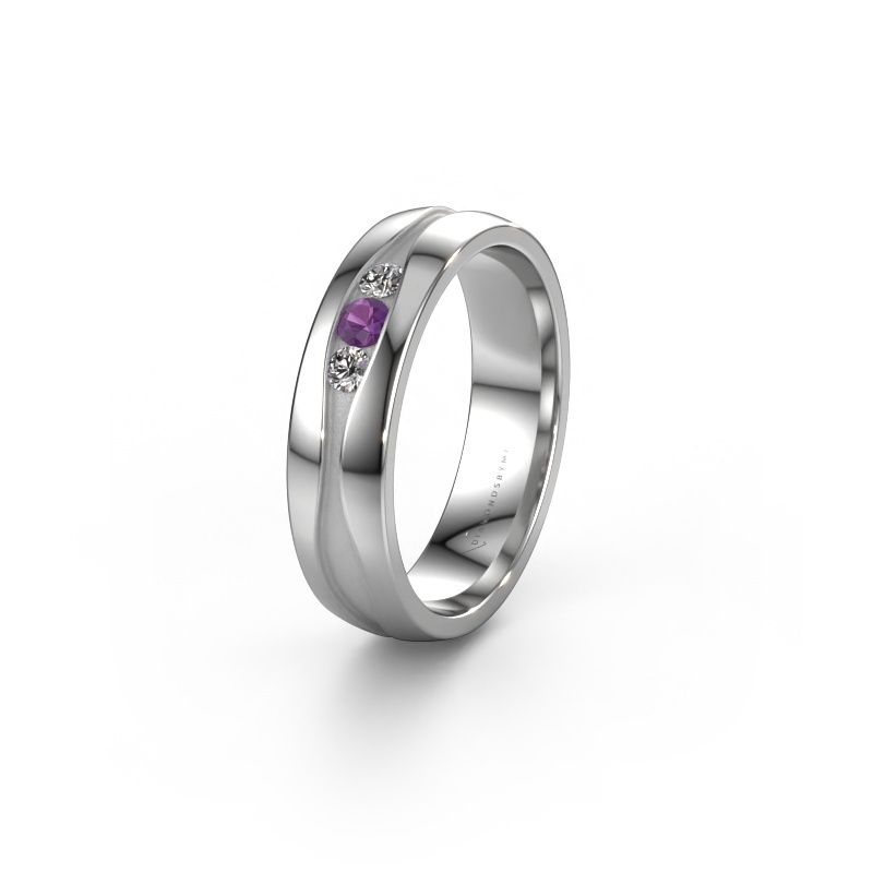 Wedding ring WH0172L25A 585 white gold amethyst ±5x1.7 mm