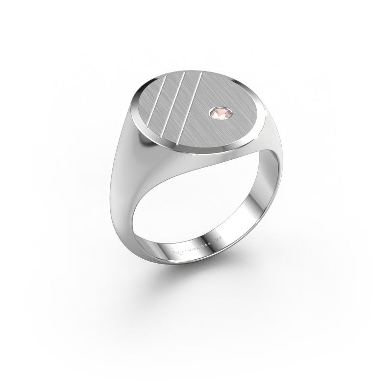 Signet ring Wesley 5 585 white gold morganite champagne 2.5 mm