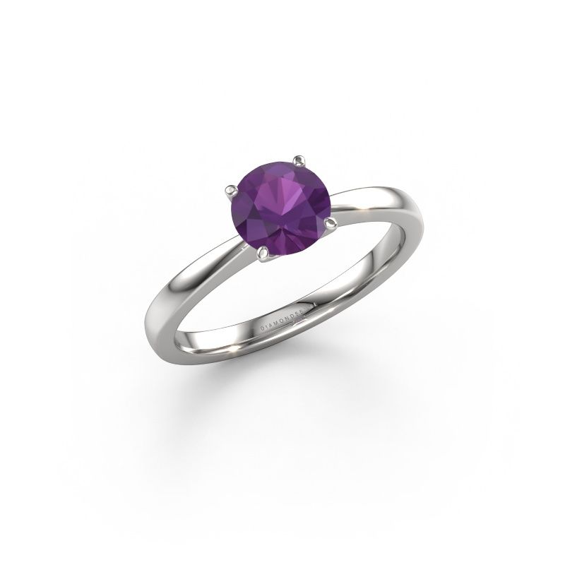 Verlovingsring Kitty 585 witgoud amethist 6.2 mm