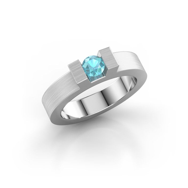 Afbeelding van Ring Leena 1<br/>950 platina<br/>Blauw topaas 4.2 mm