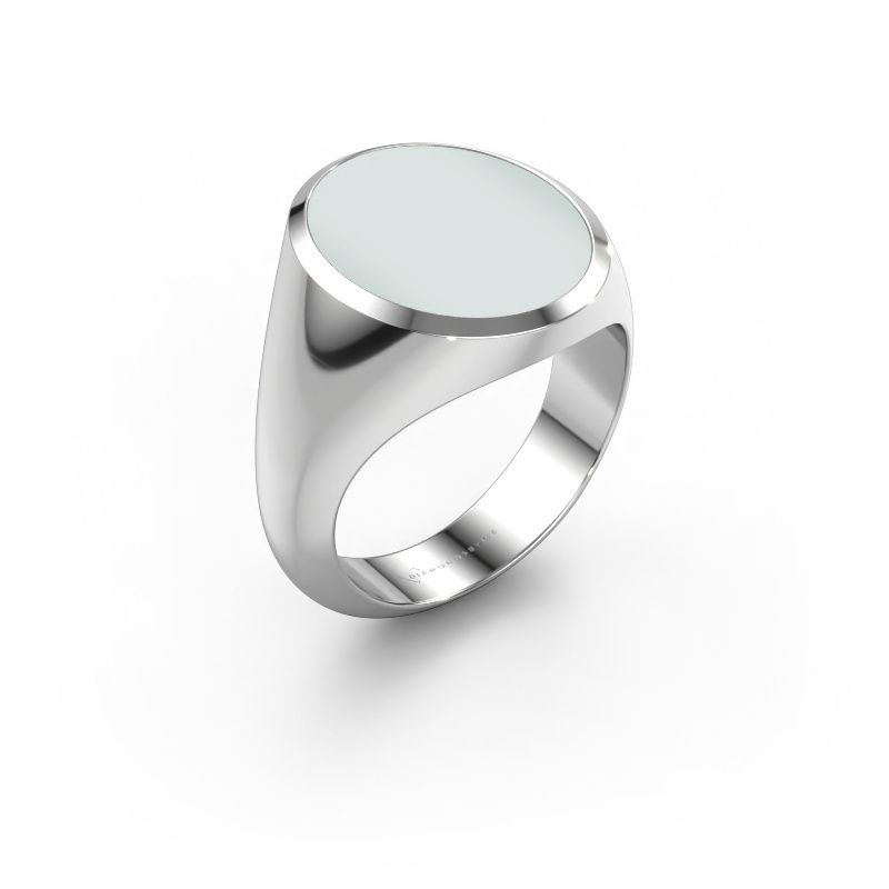Zegelring Herman 6 585 witgoud groene lagensteen 16x13 mm