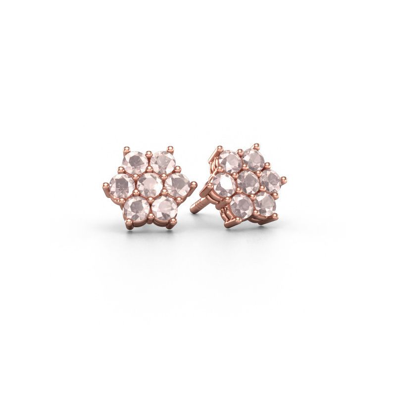 Stud earrings Bonita 585 rose gold morganite champagne 2.4 mm