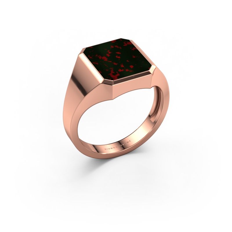 Signet ring Lars 2 light 585 rose gold bloodstone 12x10 mm