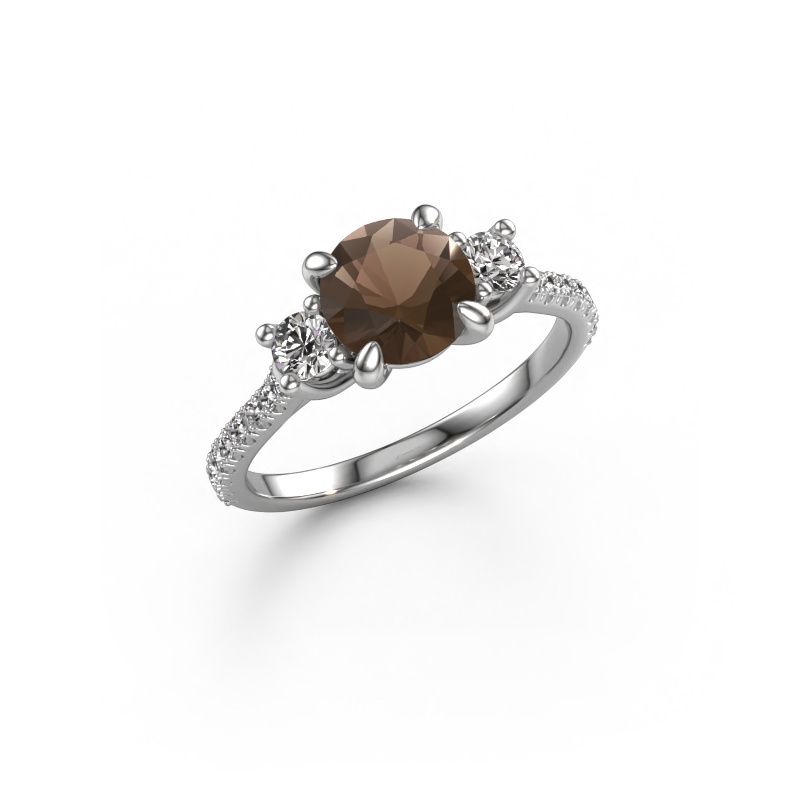Verlovingsring Jesica 585 witgoud rookkwarts 6.8 mm