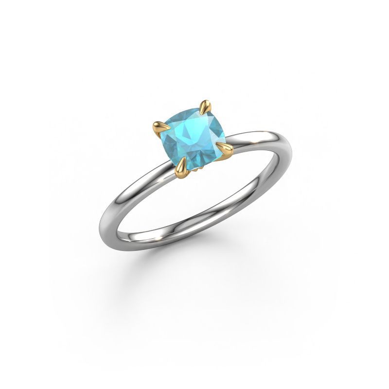 Bague de fiançailles Crystal CUS 1 585 or blanc topaze bleue 5.5 mm