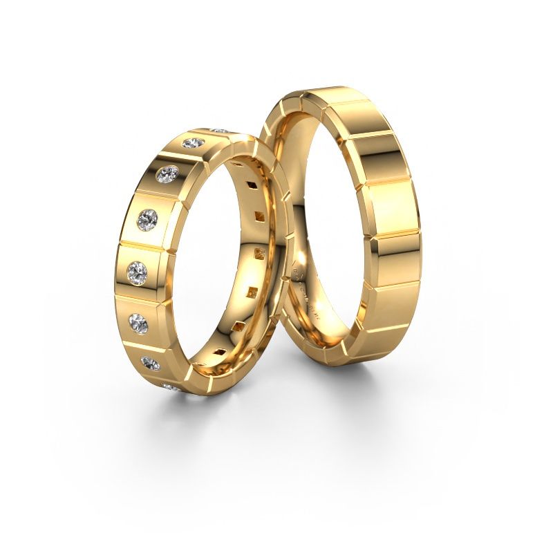 Bagues de mariage set WH2055LM15DP ±5x2.4 mm 14 Carat or jaune diamant 0.03 crt