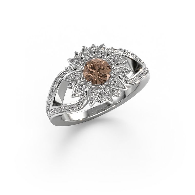 Bague Chasidy 2 585 or blanc diamant brun 0.825 crt