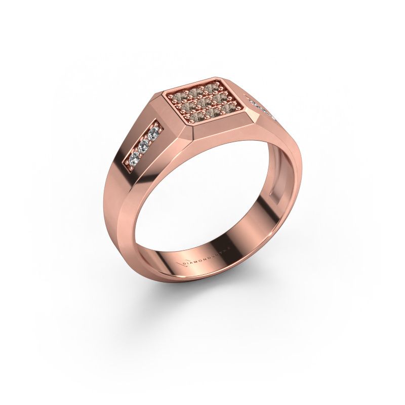 Pinkring Bas 585 rosé goud bruine diamant 0.30 crt