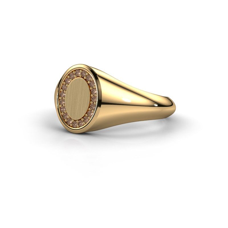 Image of Pinky ring floris oval 1<br/>585 gold<br/>Brown diamond 0.143 crt