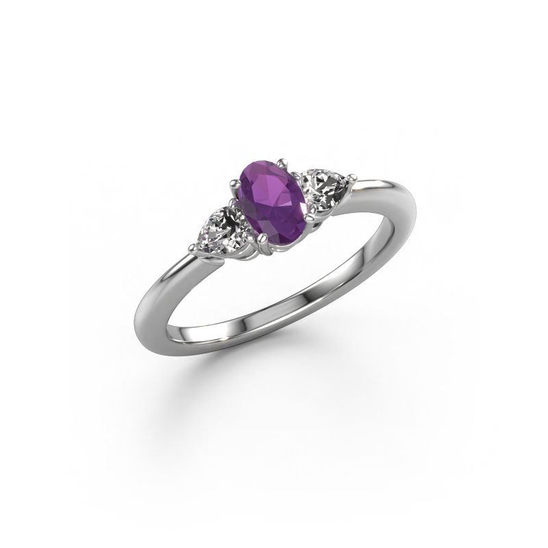 Verlobungsring Chanou OVL 585 Weißgold Amethyst 7x5 mm
