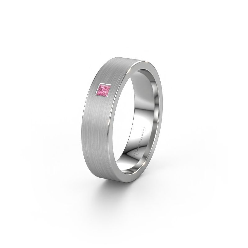 Wedding ring WH0101L15BMSQ 585 white gold pink sapphire ±5x2 mm
