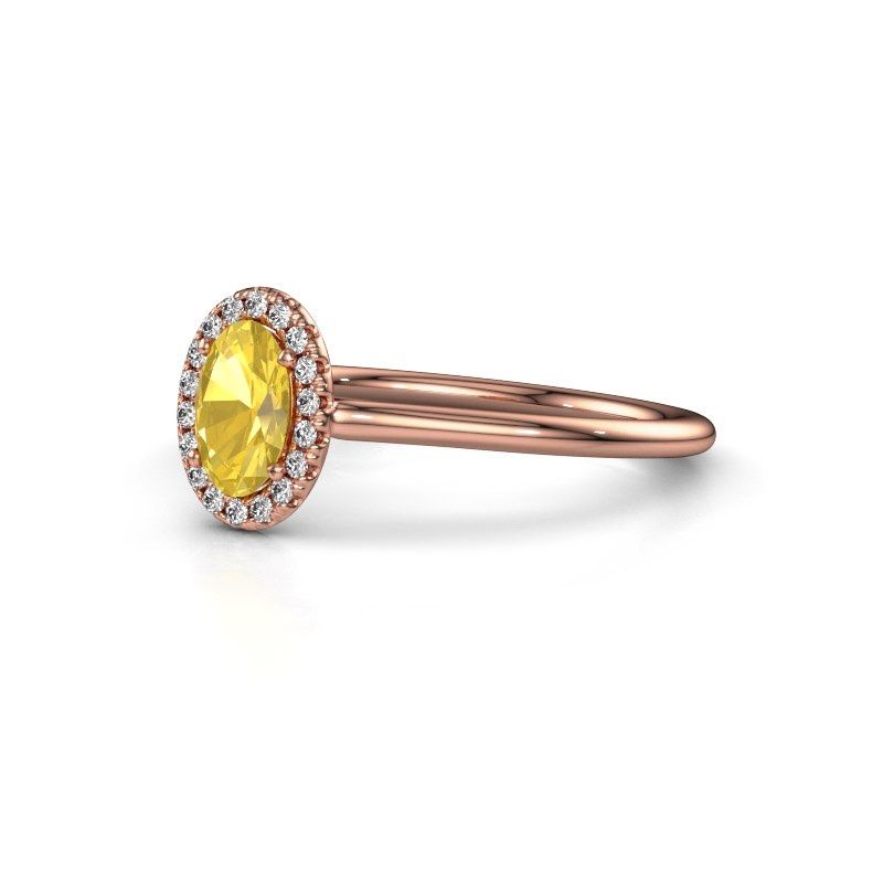 Image of Engagement ring seline ovl 1<br/>585 rose gold<br/>Yellow sapphire 6x4 mm