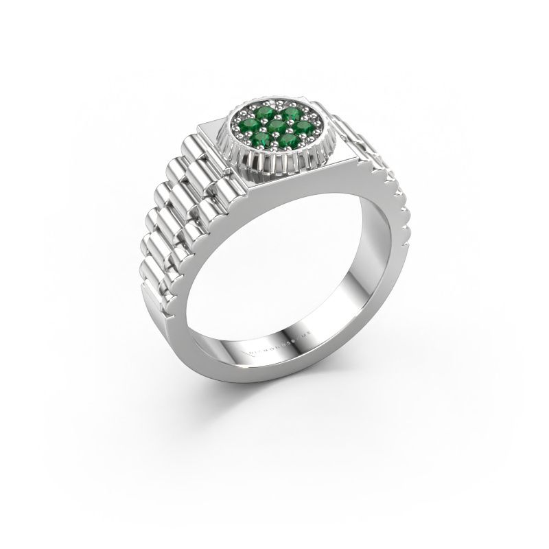 Men's ring Nout 585 white gold emerald 2 mm