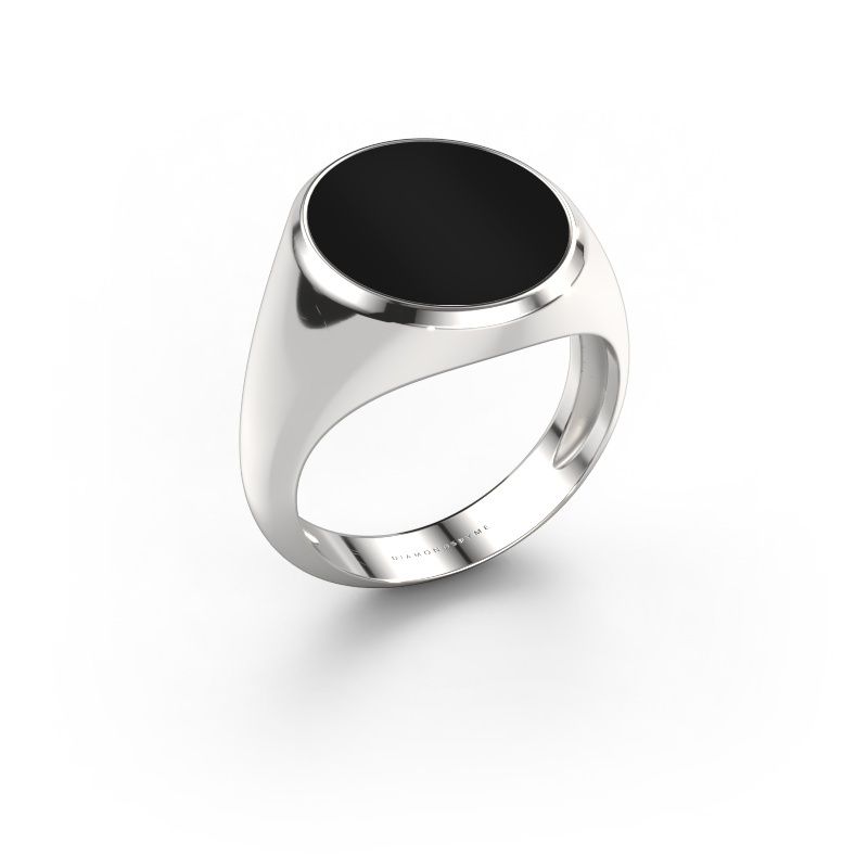 Chevalière Herman 5 light 950 platine onyx 15x13 mm