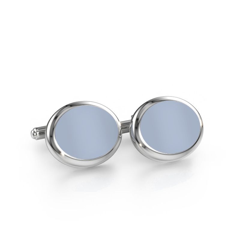 Cufflinks Mario 585 white gold light blue sardonyx 15x12 mm