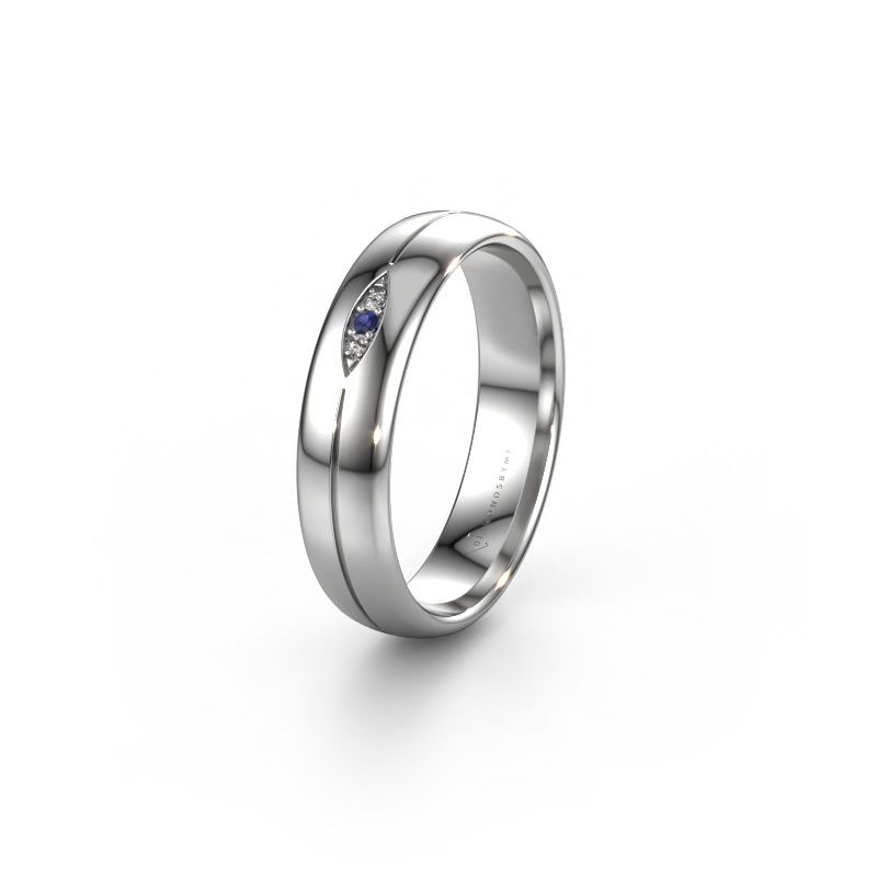 Trouwring WH0219L35X 950 platina saffier ±5 x 1,4 mm