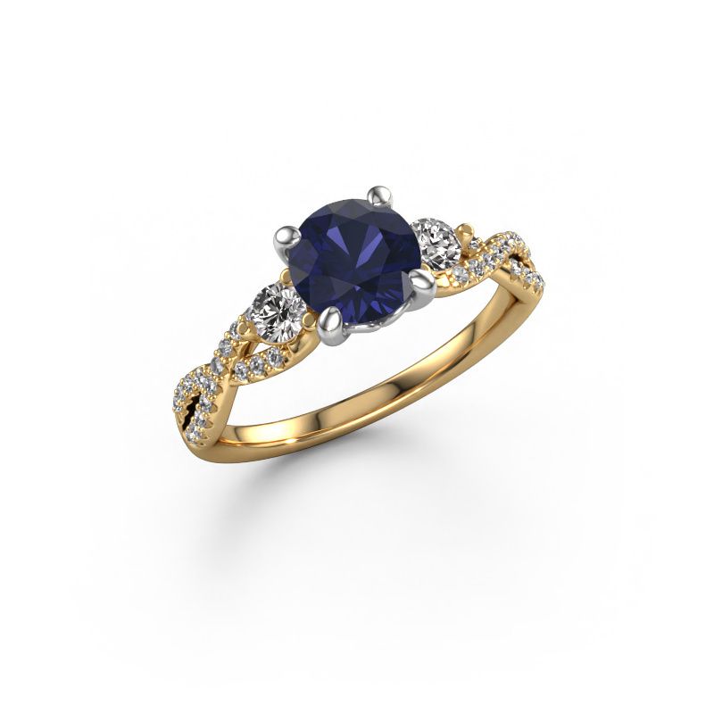 Engagement ring Marilou RND 585 gold sapphire 6.5 mm
