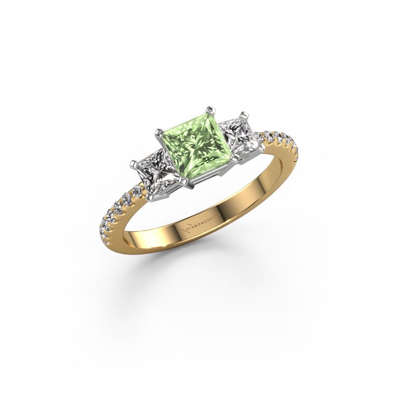 Engagement ring Dorla 585 gold green lab grown diamond 5 mm