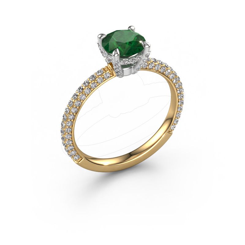 Bague de fiançailles Saskia RND 2 585 or jaune emeraude 7 mm