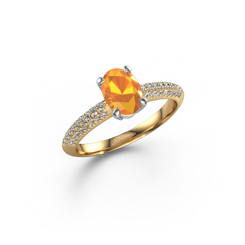 Verlobungsring Morane OVL 585 Gold Citrin 7,5x5,5 mm