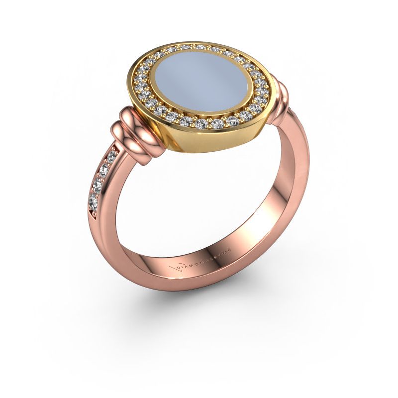 Chevalière Bailey 585 or rose nicolo bleu clair 10x8 mm