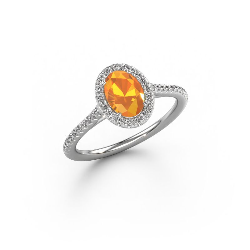 Verlobungsring Seline ovl 2 585 Weißgold Citrin 7x5 mm
